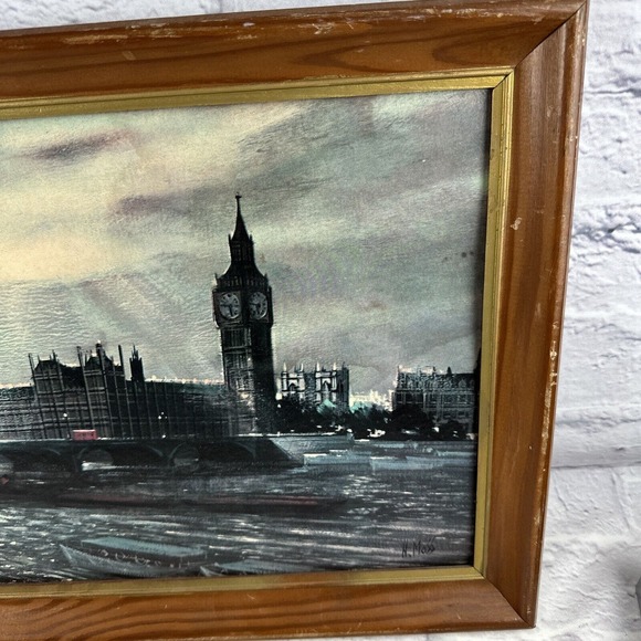 H.MOSS BIG BEN LONDON AT DAWN 12.5X26.5 COLOR LITHOGRAPH FRAMED - Picture 7 of 13